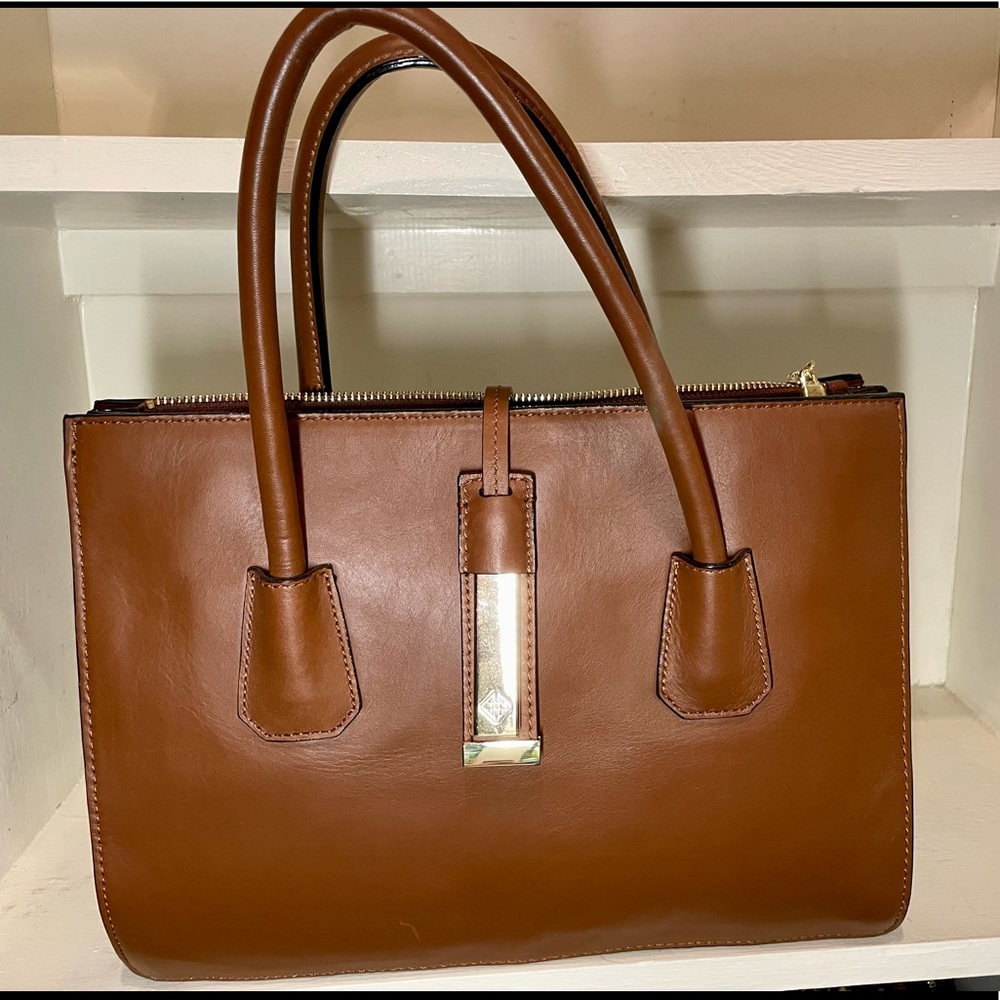 Antonio Melani Tab Lock Leather Tote Bag